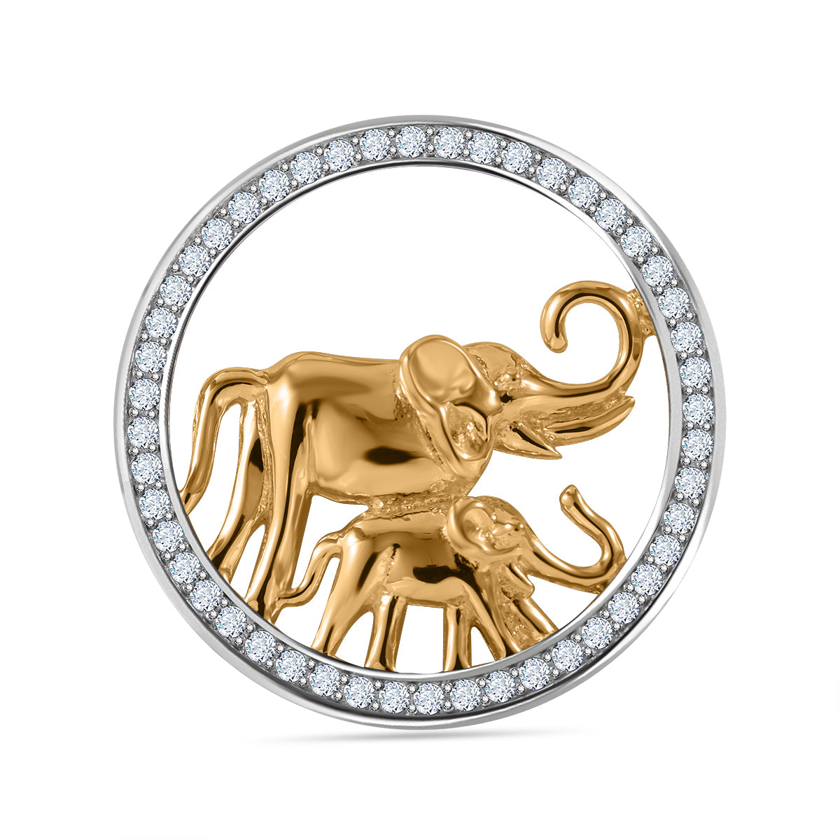 LUSTRO STELLA - Weißer Zirkonia Anhänger, 925 Silber, Elefantenmuster, 0.86 ct