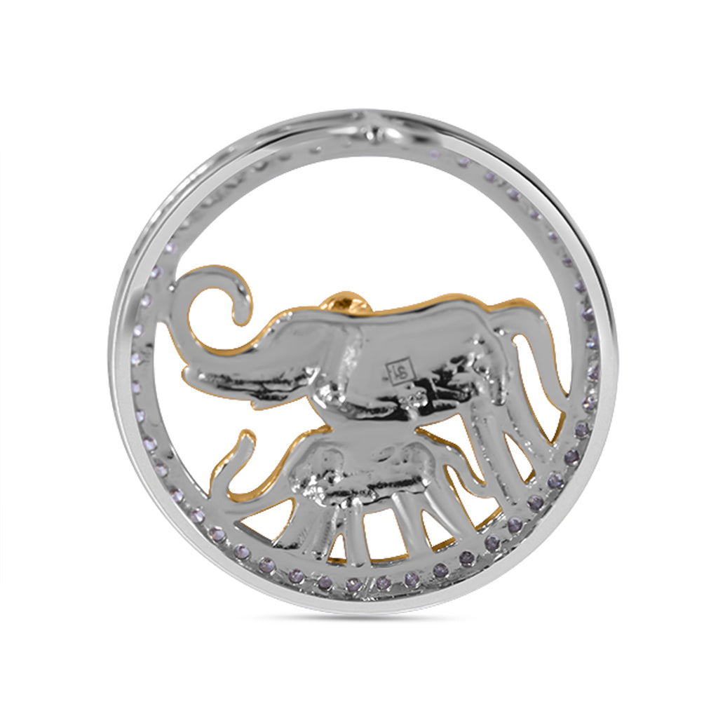 LUSTRO STELLA - Weißer Zirkonia Anhänger, 925 Silber, Elefantenmuster, 0.86 ct