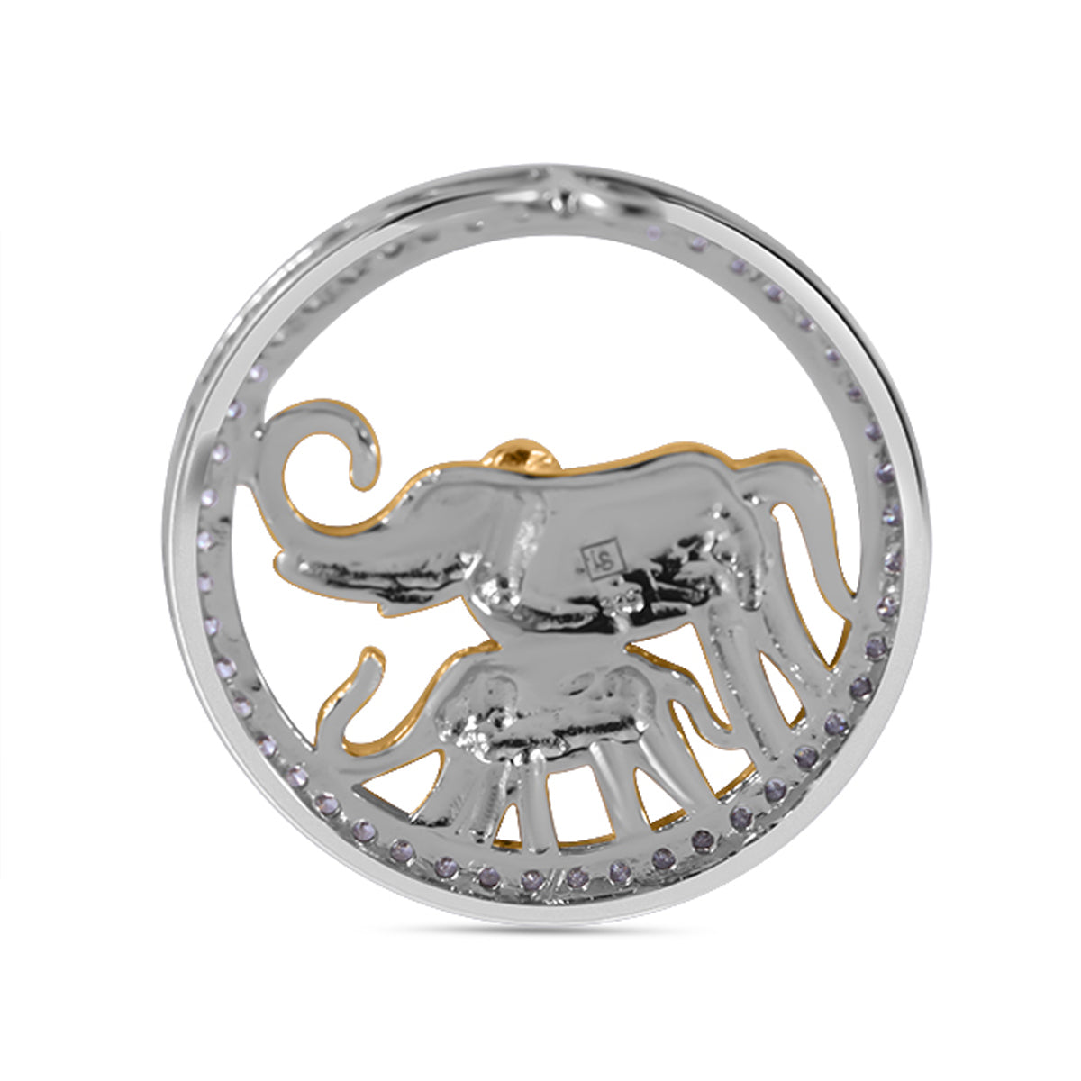 LUSTRO STELLA - Weißer Zirkonia Anhänger, 925 Silber, Elefantenmuster, 0.86 ct