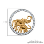 LUSTRO STELLA - Weißer Zirkonia Anhänger, 925 Silber, Elefantenmuster, 0.86 ct