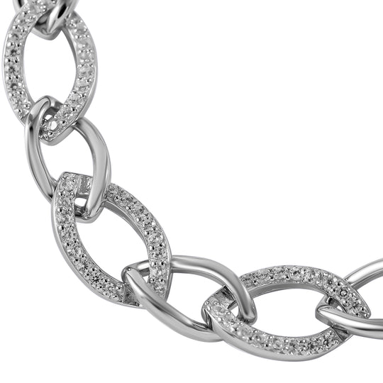 LUSTRO STELLA - Weißer Zirkonia Armband, ca. 19 cm, 925 Silber rhodiniert, ca. 11.1g