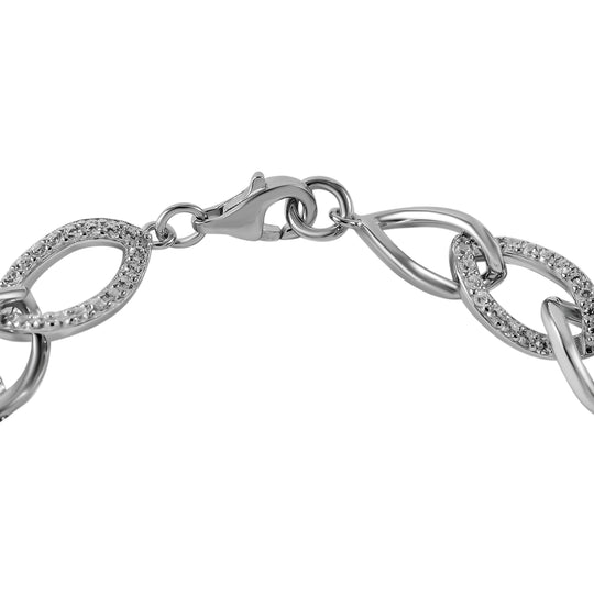 LUSTRO STELLA - Weißer Zirkonia Armband, ca. 19 cm, 925 Silber rhodiniert, ca. 11.1g