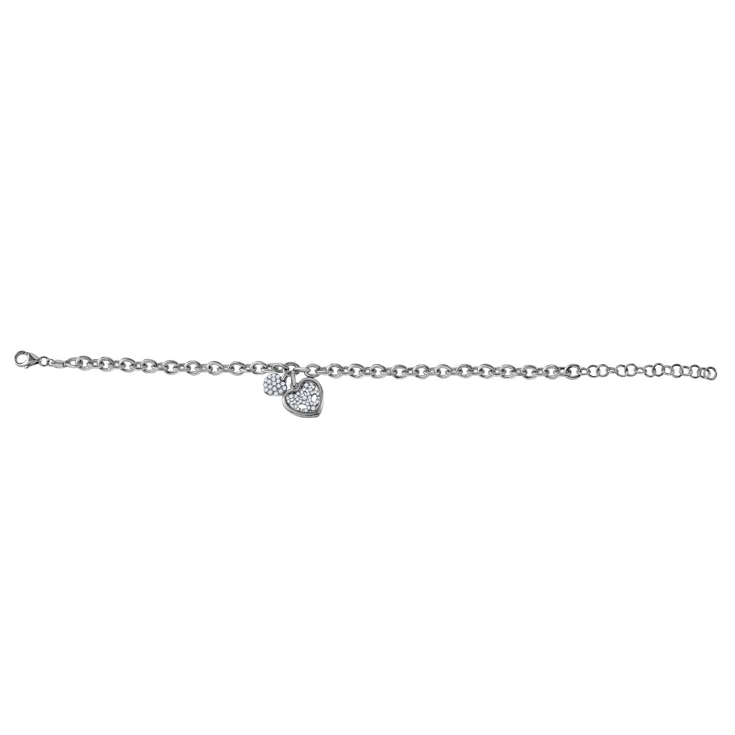 Lustro Stella Weißer Zirkonia Armband ca. 20 cm + 5 cm Extender, 925 Silber rhodiniert