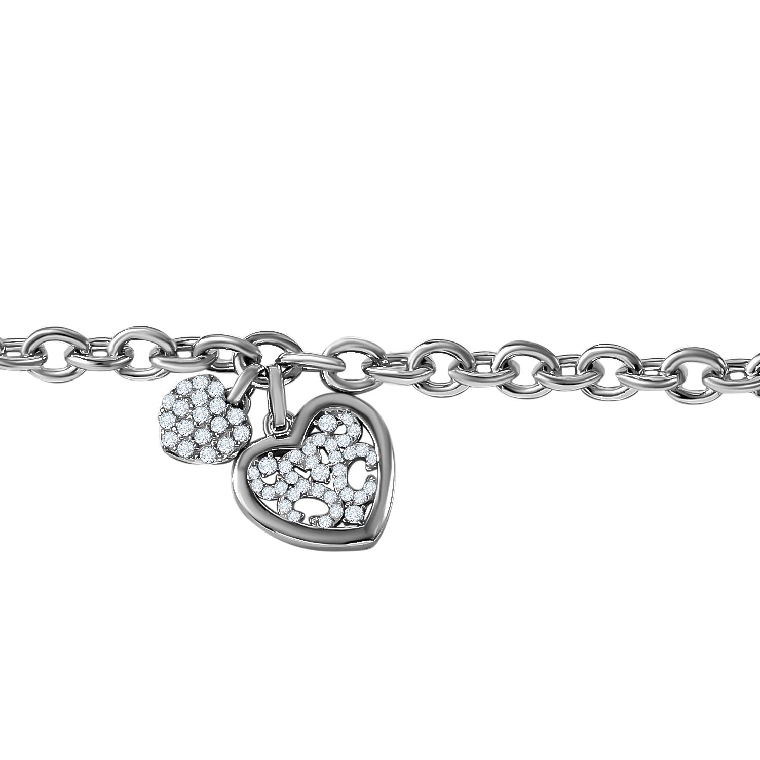 Lustro Stella Weißer Zirkonia Armband ca. 20 cm + 5 cm Extender, 925 Silber rhodiniert