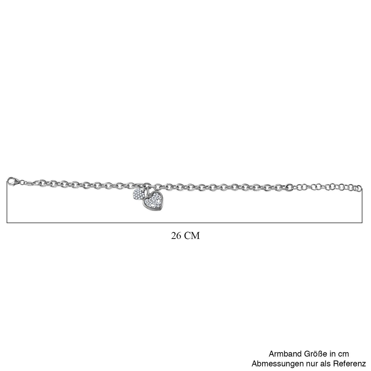 Lustro Stella Weißer Zirkonia Armband ca. 20 cm + 5 cm Extender, 925 Silber rhodiniert