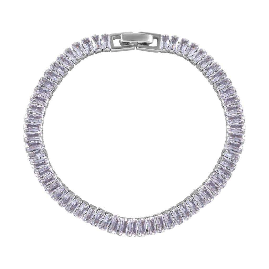 LUSTRO STELLA - Weißer Zirkonia Armband, ca. 19 cm, 925 Silber rhodiniert, ca. 21.92 ct