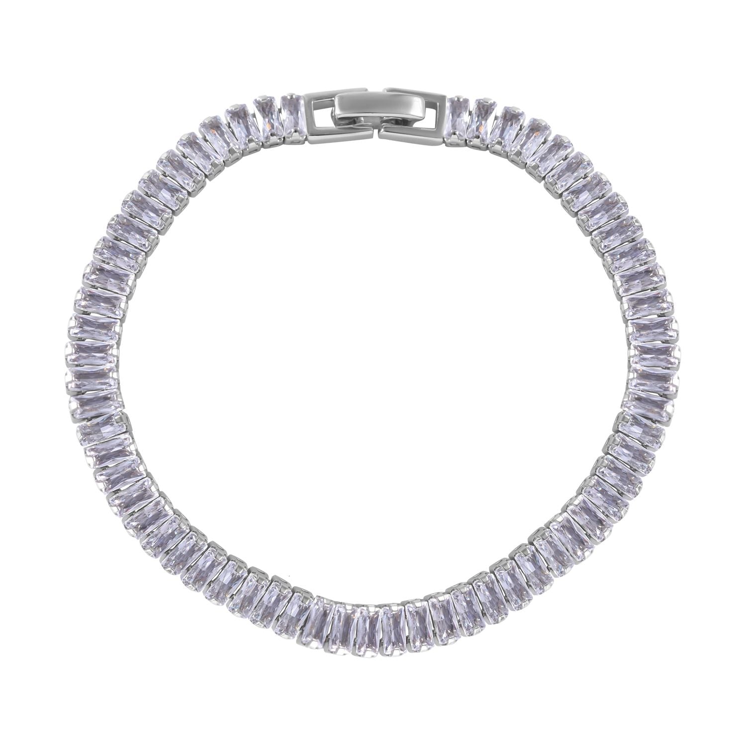LUSTRO STELLA - Weißer Zirkonia Armband, ca. 19 cm, 925 Silber rhodiniert, ca. 21.92 ct