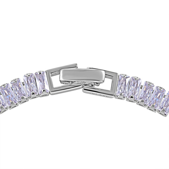 LUSTRO STELLA - Weißer Zirkonia Armband, ca. 19 cm, 925 Silber rhodiniert, ca. 21.92 ct