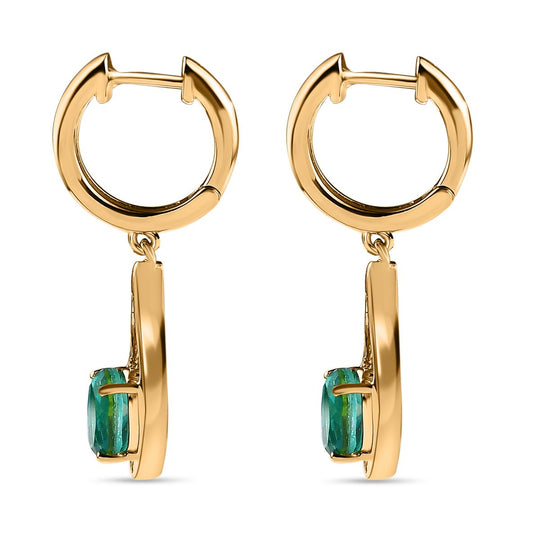 Pfau Quarz Triplette Ohrringe, 925 Silber Gelbgold Vermeil, ca. 3.04 ct