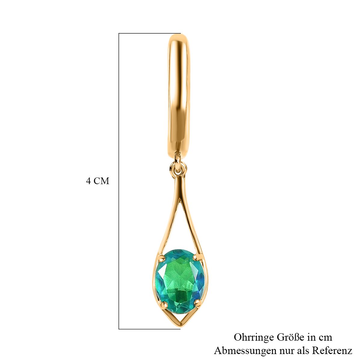Pfau Quarz Triplette Ohrringe, 925 Silber Gelbgold Vermeil, ca. 3.04 ct