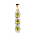 AA Natürlicher, italienischer Vesuvianit, Weißer Zirkon Anhänger, 925 Silber Gelbgold Vermeil, ca. 1.23 ct