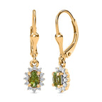 Natürliche AA Calabar-Turmalin, Weißer Zirkon Ohrringe, 925 Silber Gelbgold Vermeil ca. 0.77 ct