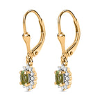 Natürliche AA Calabar-Turmalin, Weißer Zirkon Ohrringe, 925 Silber Gelbgold Vermeil ca. 0.77 ct