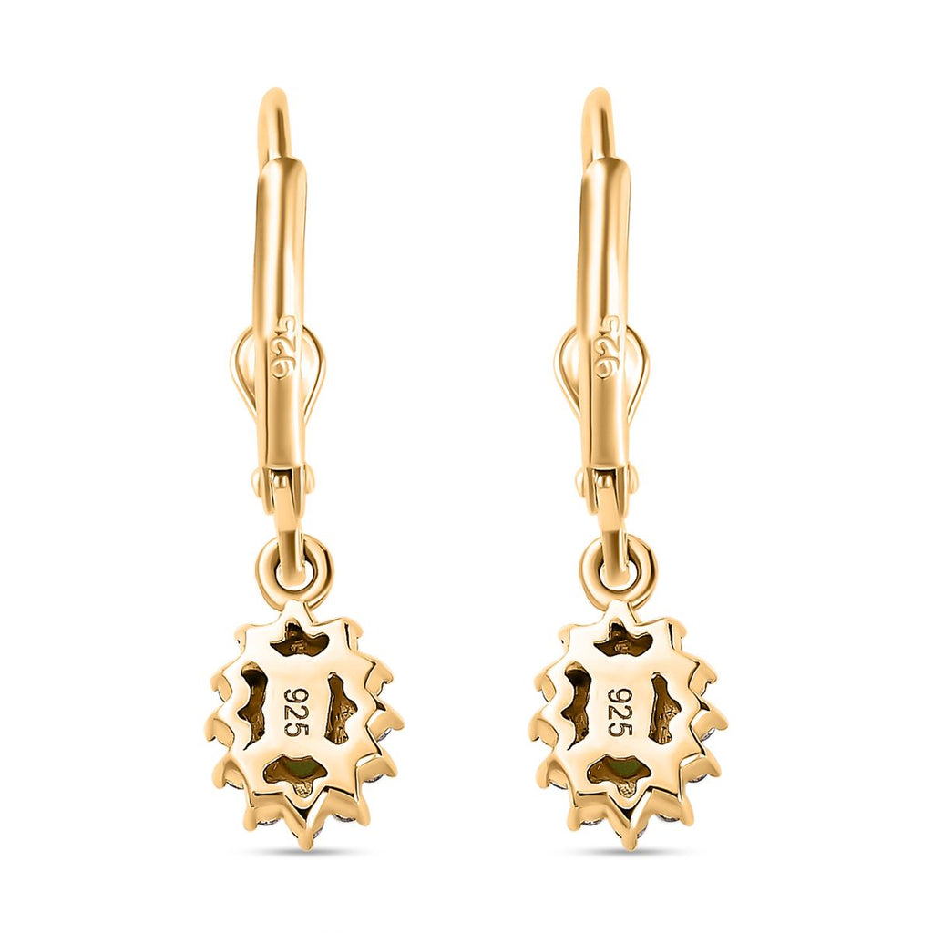 Natürliche AA Calabar-Turmalin, Weißer Zirkon Ohrringe, 925 Silber Gelbgold Vermeil ca. 0.77 ct
