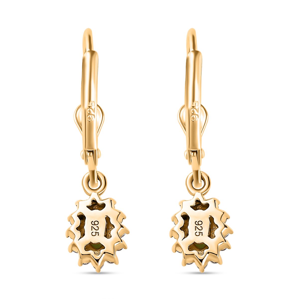 Natürliche AA Calabar-Turmalin, Weißer Zirkon Ohrringe, 925 Silber Gelbgold Vermeil ca. 0.77 ct