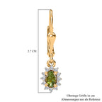 Natürliche AA Calabar-Turmalin, Weißer Zirkon Ohrringe, 925 Silber Gelbgold Vermeil ca. 0.77 ct