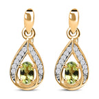 Natürliche AA Calabar-Turmalin, Weißer Zirkon Ohrringe, 925 Silber Gelbgold Vermeil, ca. 0.66 ct