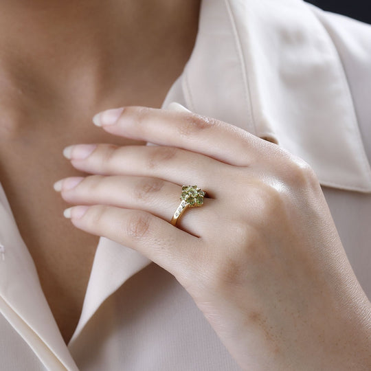 Natürlicher AA Calabar-Turmalin Ring, 925 Silber Gelbgold Vermeil, (Größe 20.00) ca. 1.02 ct