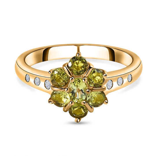 Natürlicher AA Calabar-Turmalin Ring, 925 Silber Gelbgold Vermeil, (Größe 20.00) ca. 1.02 ct