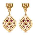 Rhodolith Granat Ohrringe, 925 Silber Gelbgold Vermeil, ca. 4.13 ct