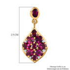 Rhodolith Granat Ohrringe, 925 Silber Gelbgold Vermeil, ca. 4.13 ct