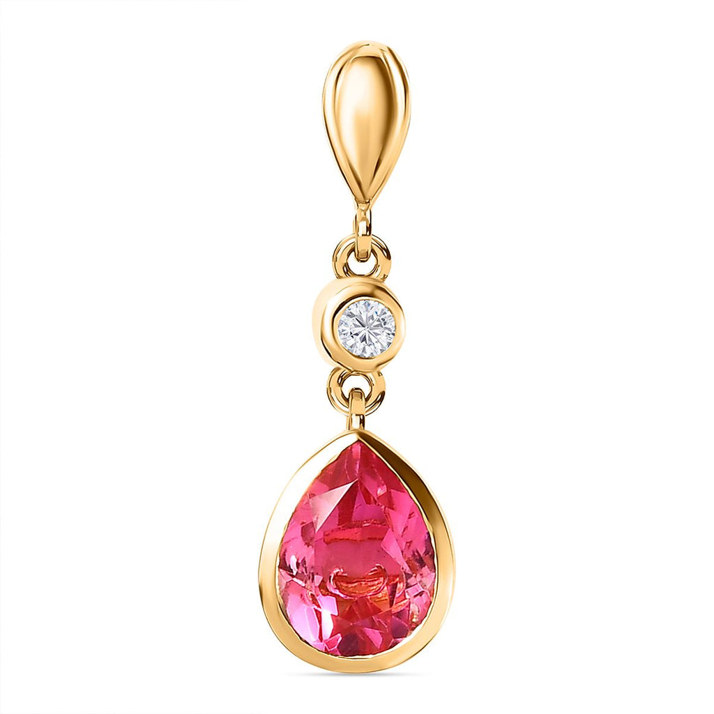 Sunset Quarz Triplette, Weißer Zirkon Anhänger, 925 Silber Gelbgold Vermeil, ca. 2.13 ct