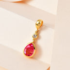 Sunset Quarz Triplette, Weißer Zirkon Anhänger, 925 Silber Gelbgold Vermeil, ca. 2.13 ct