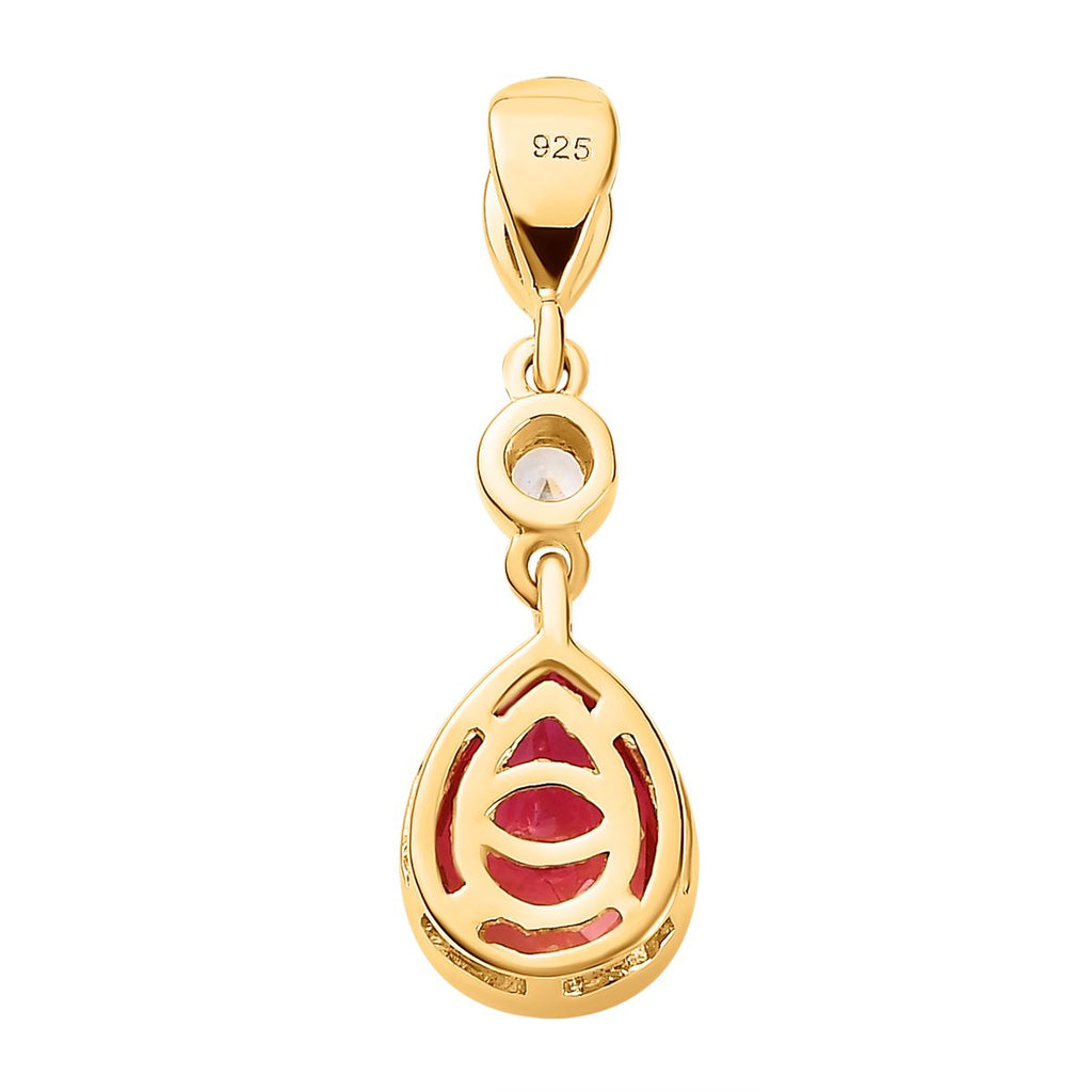 Sunset Quarz Triplette, Weißer Zirkon Anhänger, 925 Silber Gelbgold Vermeil, ca. 2.13 ct