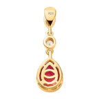 Sunset Quarz Triplette, Weißer Zirkon Anhänger, 925 Silber Gelbgold Vermeil, ca. 2.13 ct
