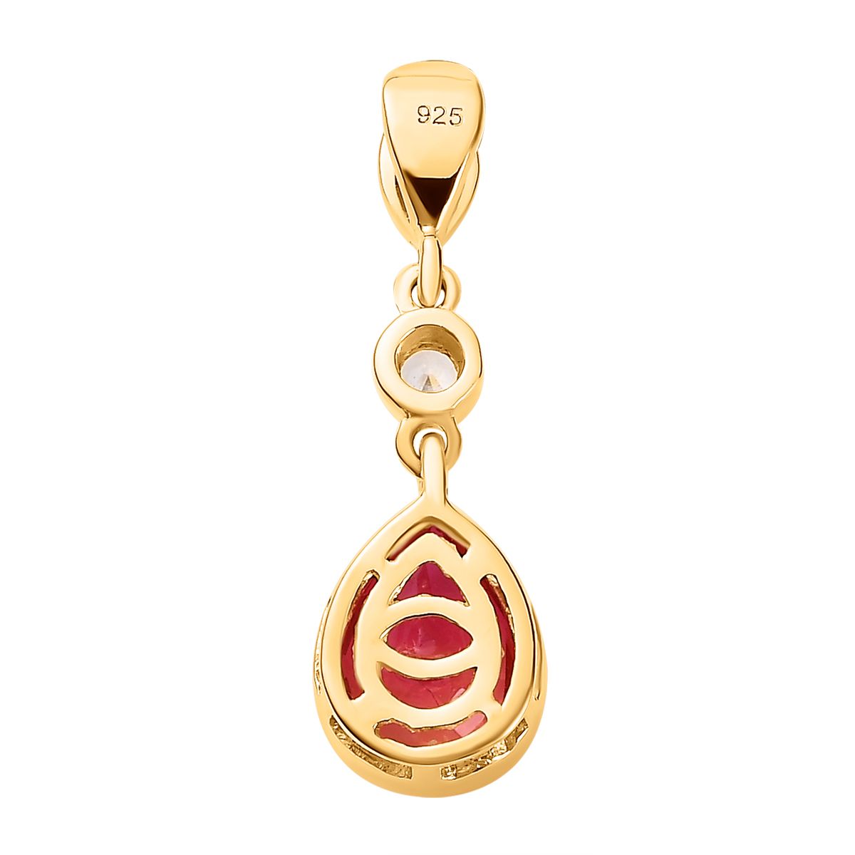 Sunset Quarz Triplette, Weißer Zirkon Anhänger, 925 Silber Gelbgold Vermeil, ca. 2.13 ct