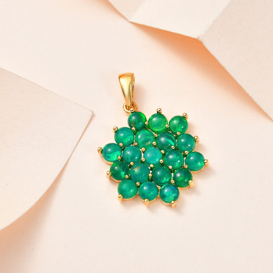 Grün, äthiopischer Welo Opal Anhänger, 925 Silber Gelbgold Vermeil, ca. 2.95 ct