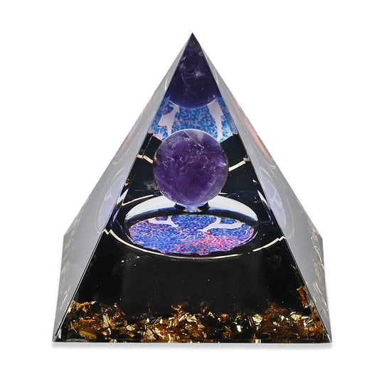 Edelstein Pyramide mit Obsidian und Amethyst, Amethyst