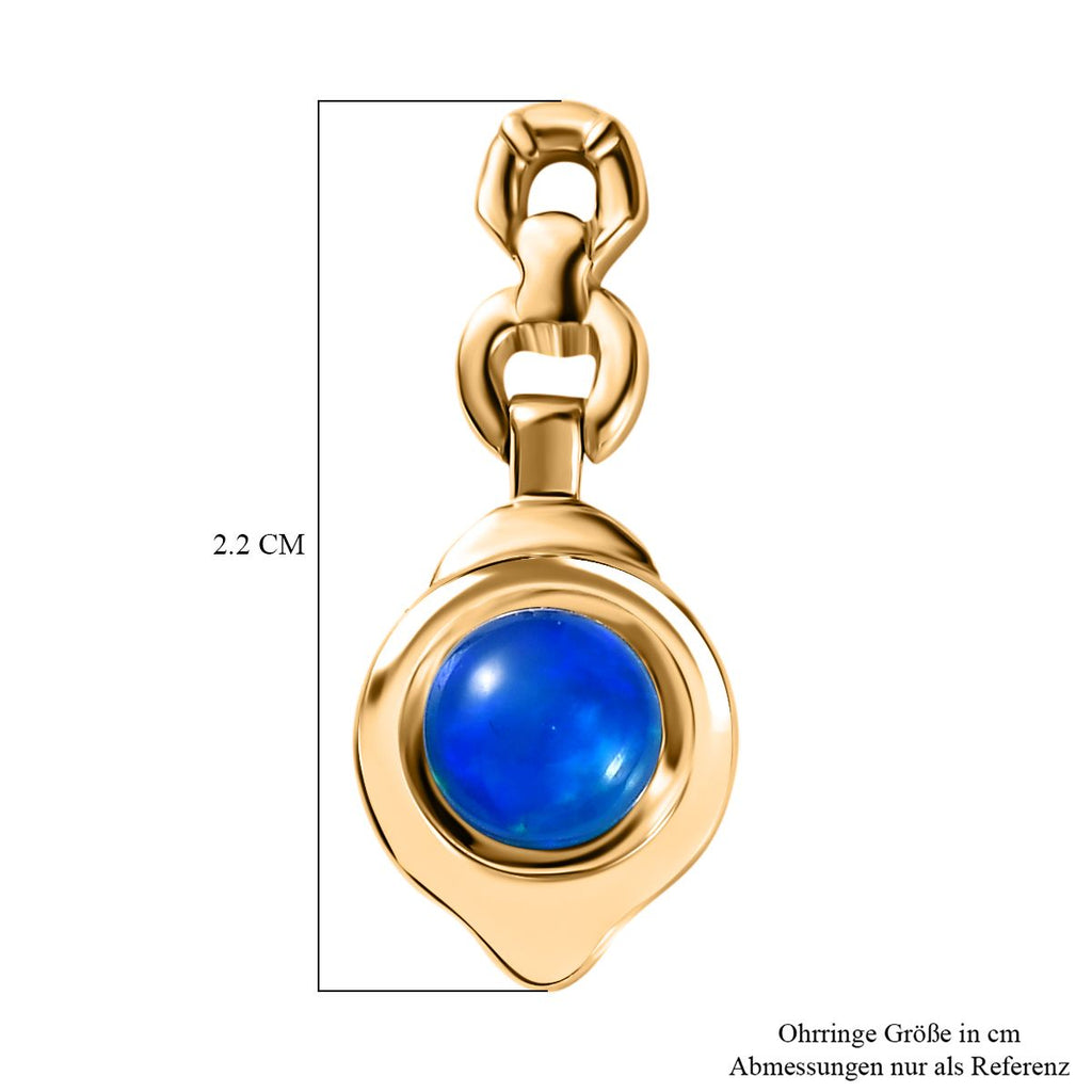 AA Miami Blau Welo Opal Ohrringe, 925 Silber vergoldet, ca. 1.07 ct