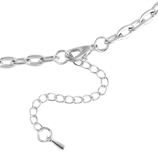 Weißer Kristall Halskette ca. 75 cm Reines Messing