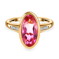Sunset Quarz Triplette, Weißer Zirkon Ring, 925 Silber Gelbgold Vermeil, (Größe 16.00), ca. 3.80 ct