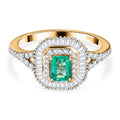 AAA Kolumbianischer Smaragd, Weißer Diamant Ring, 585 Gold (Größe 17.00) ca. 1.02 ct