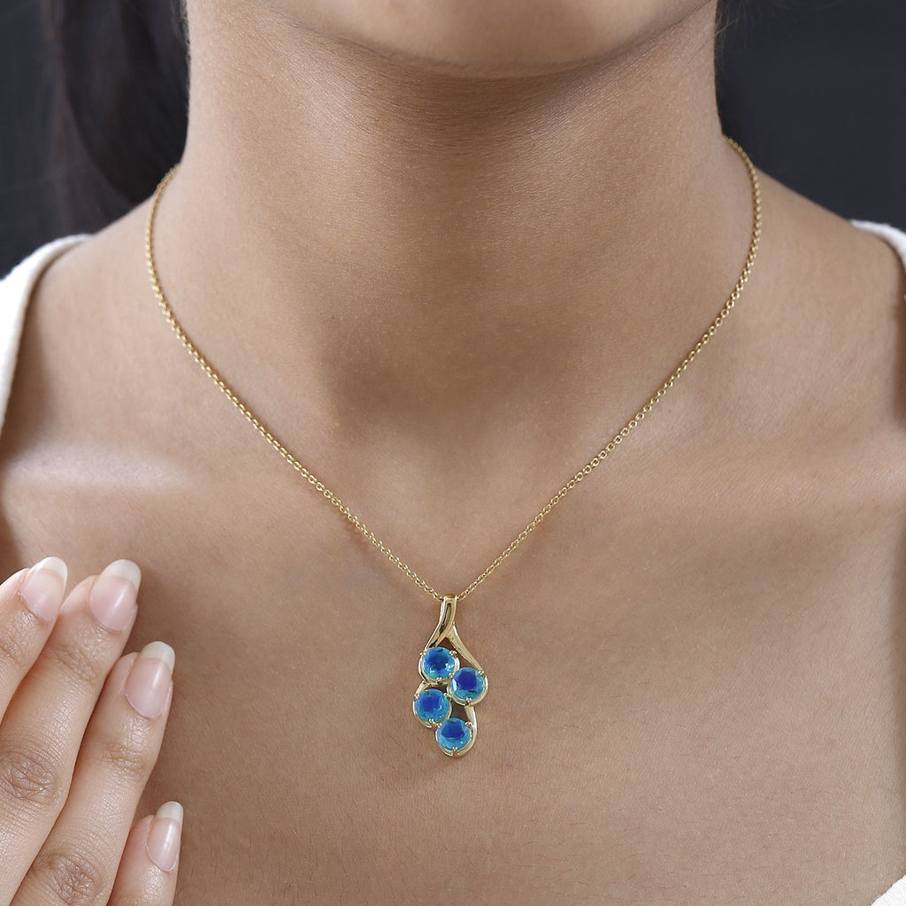 Pfau Quarz Triplette Anhänger, 925 Silber Gelbgold Vermeil, ca. 3.78 ct