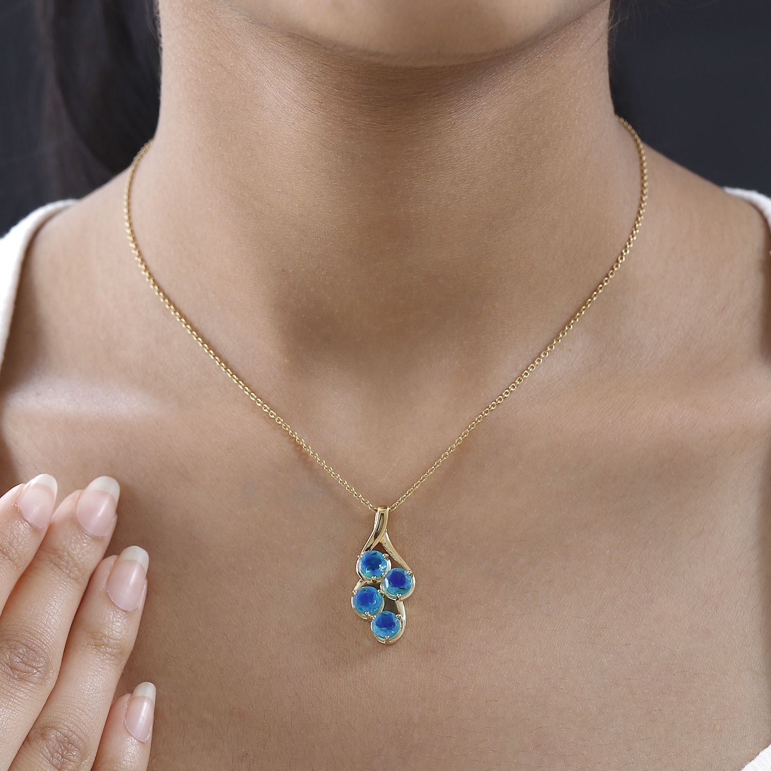 Pfau Quarz Triplette Anhänger, 925 Silber Gelbgold Vermeil, ca. 3.78 ct