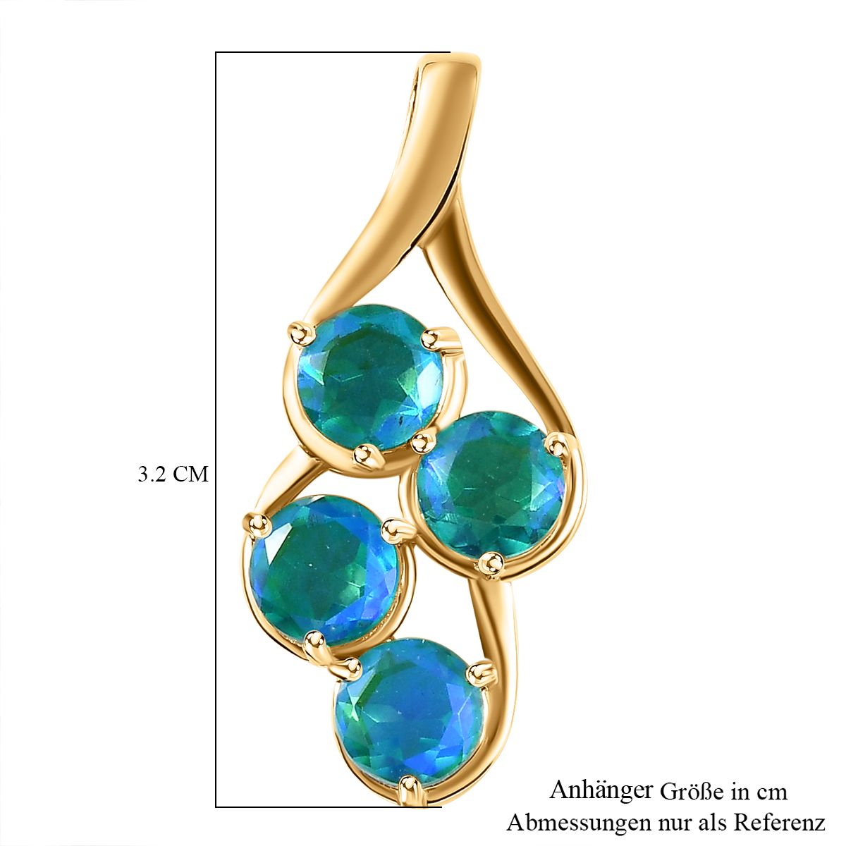 Pfau Quarz Triplette Anhänger, 925 Silber Gelbgold Vermeil, ca. 3.78 ct