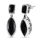 Schwarzer Spinell Ohrringe, 925 Silber platiniert, ca. 11.46 ct