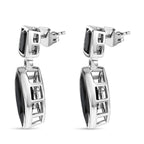 Schwarzer Spinell Ohrringe, 925 Silber platiniert, ca. 11.46 ct