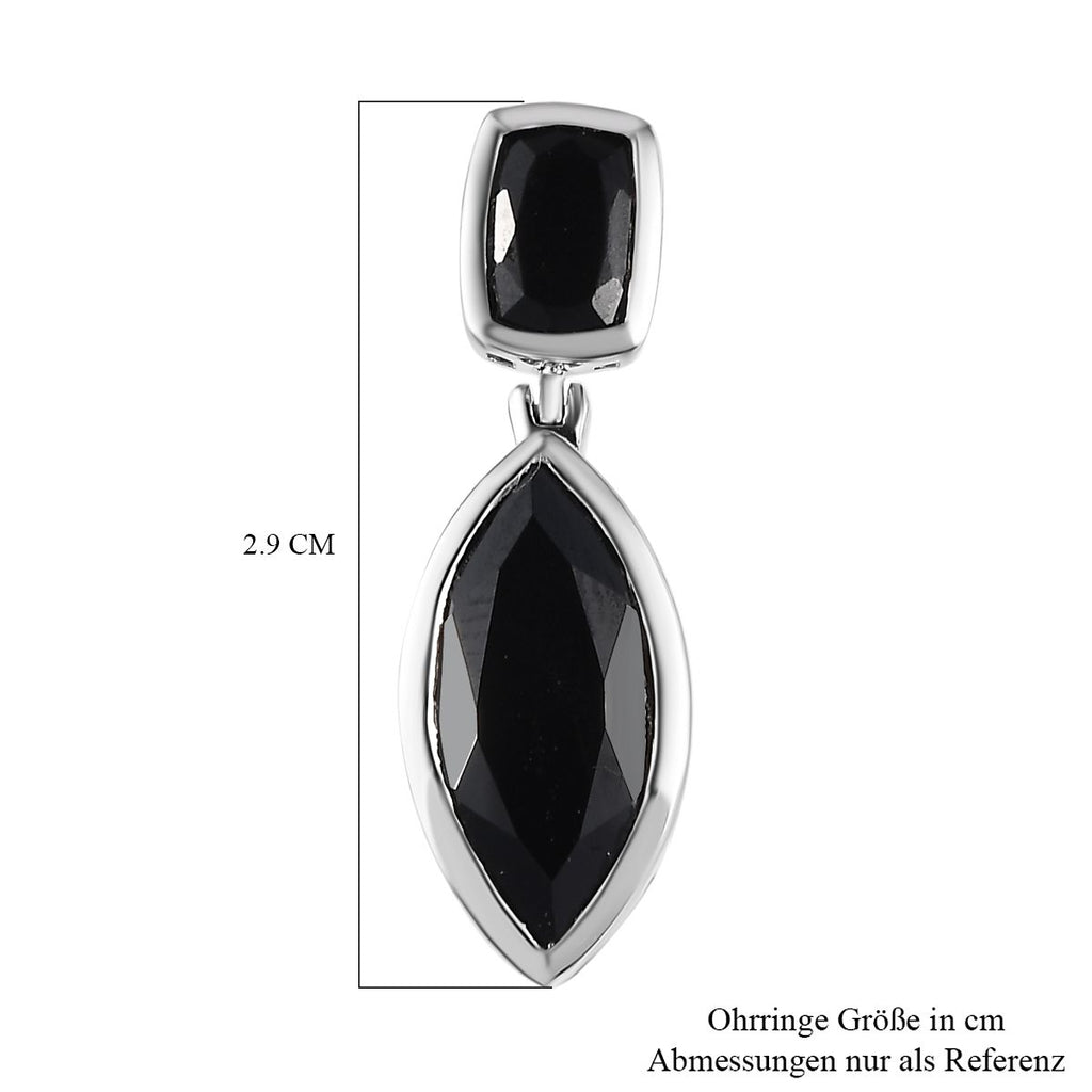 Schwarzer Spinell Ohrringe, 925 Silber platiniert, ca. 11.46 ct