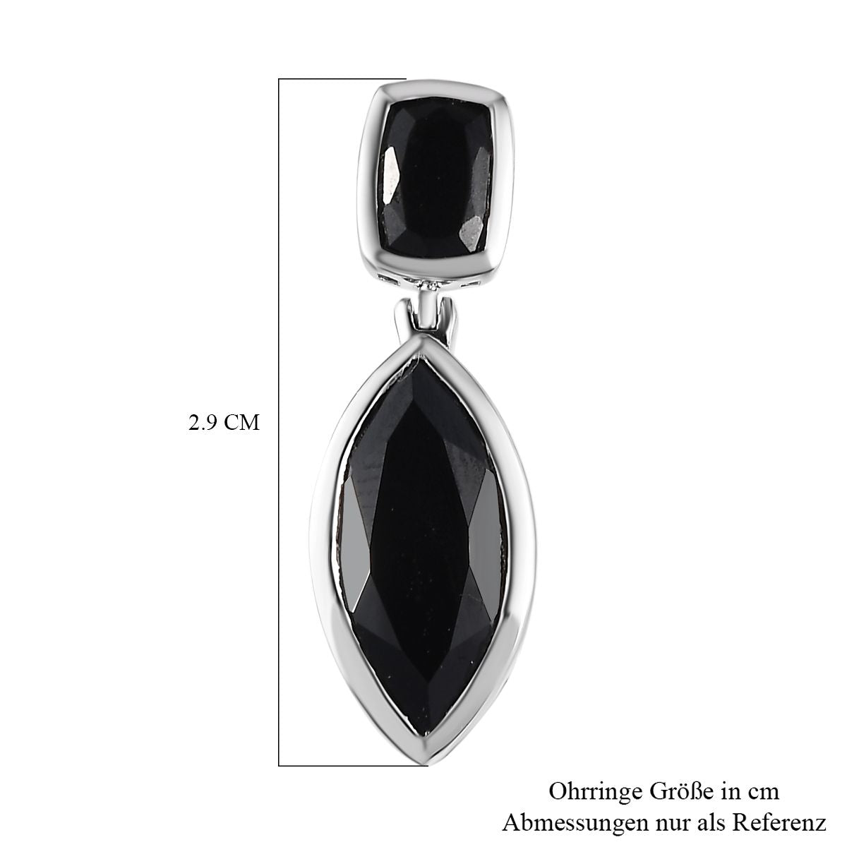 Schwarzer Spinell Ohrringe, 925 Silber platiniert, ca. 11.46 ct