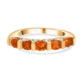 AA Salamanca Feueropal, Weißer Zirkon Ring, 925 Silber Gelbgold Vermeil, (Größe 17.00) ca. 0.68 ct