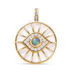Natürlicher, äthiopischer Welo Opal, Weißer Zirkon Anhänger, 925 Silber Gelbgold Vermeil ca. 0.51 ct
