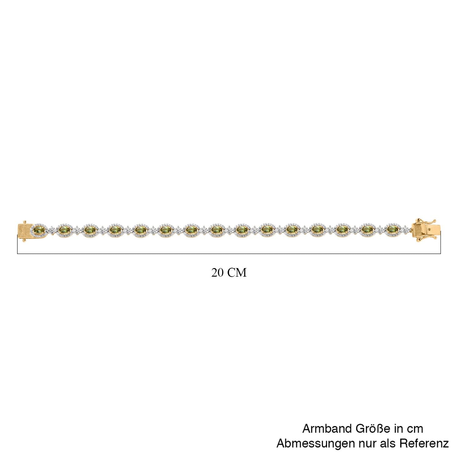 Natürliches AAA Calabar-Turmalin, Weißer Zirkon Armband, ca. 19 cm, 925 Silber Gelbgold Vermeil, ca. 7.01 ct