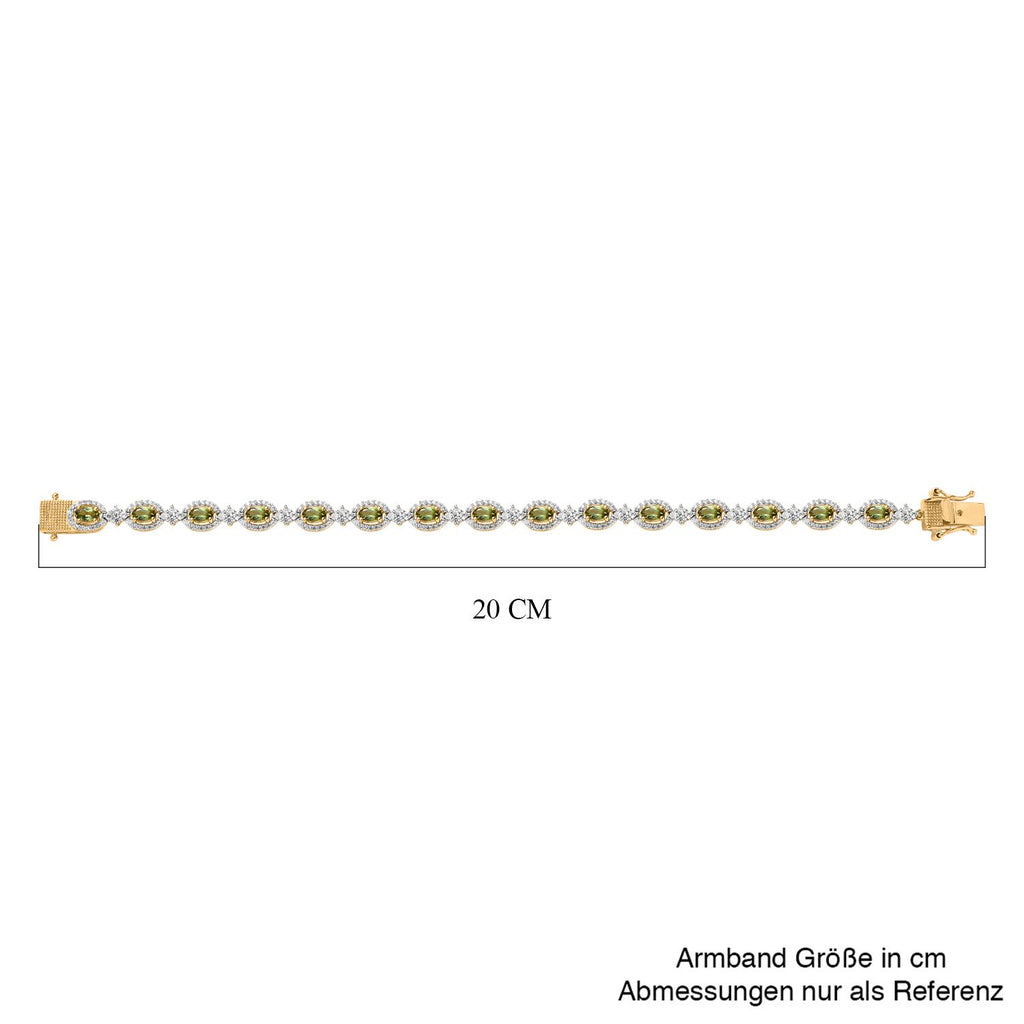 Natürliches AAA Calabar-Turmalin, Weißer Zirkon Armband, ca. 19 cm, 925 Silber Gelbgold Vermeil, ca. 7.01 ct
