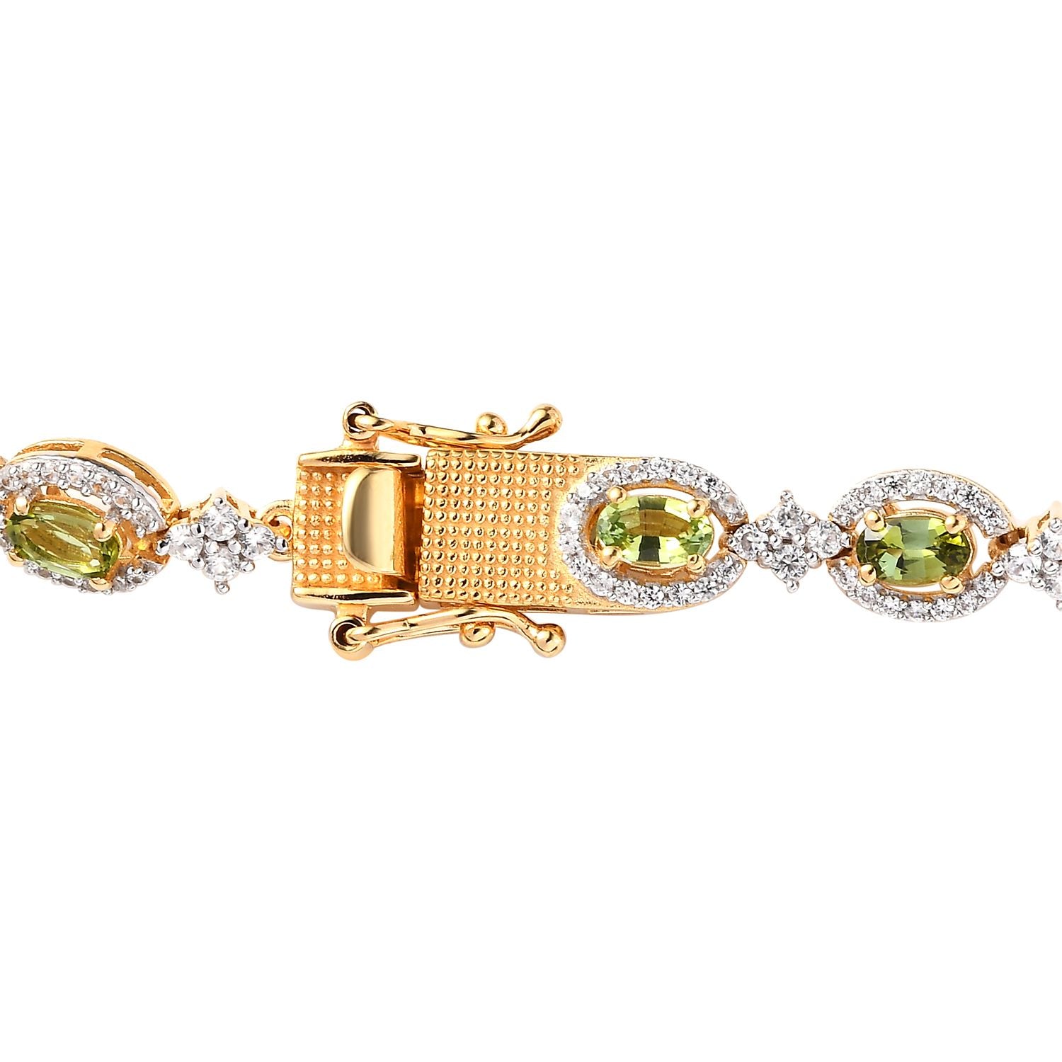 Natürliches AAA Calabar-Turmalin, Weißer Zirkon Armband ca. 20 cm 925 Silber Gelbgold Vermeil ca. 7.47 ct