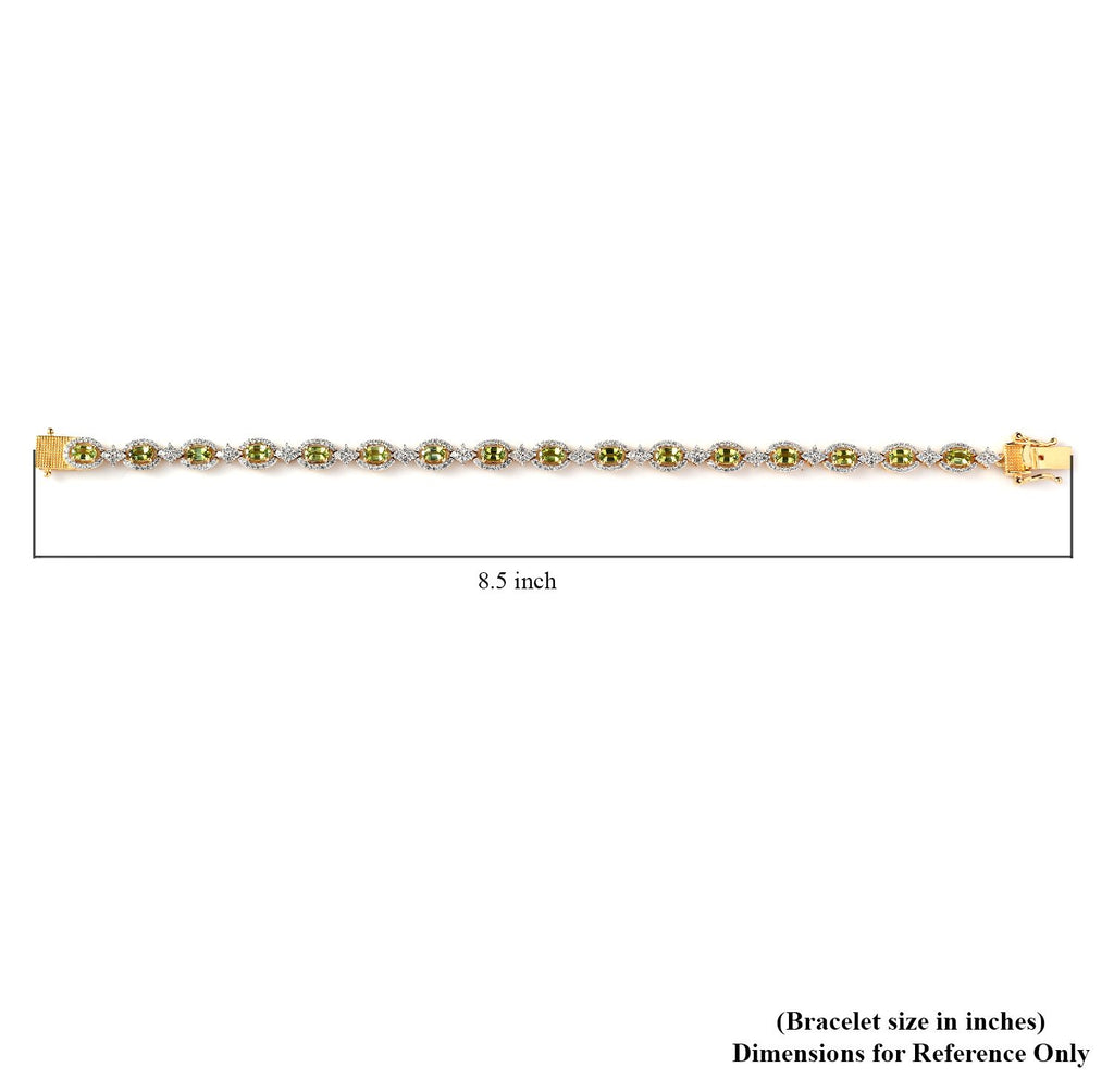 Natürliches AAA Calabar-Turmalin, Weißer Zirkon Armband ca. 20 cm 925 Silber Gelbgold Vermeil ca. 7.47 ct