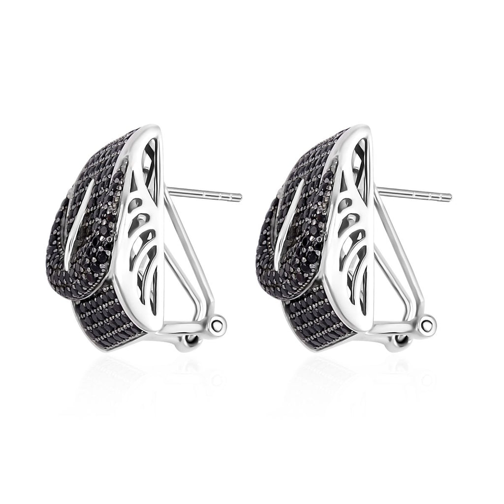 Schwarzer Spinell Ohrringe, 925 Silber, ca. 2.11 ct